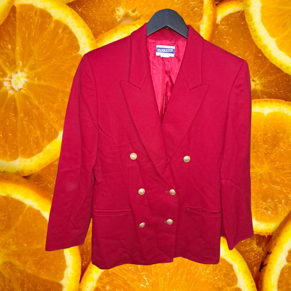 Pendleton Red Wool with Gold Button‎ Double Breasted Blazer